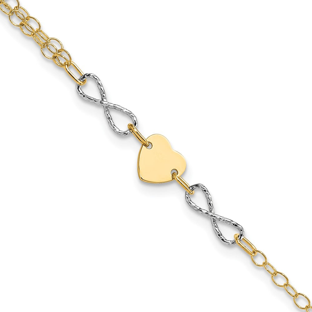 Polished Infinity and Heart Bracelet 7"