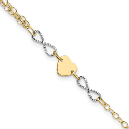 Polished Infinity and Heart Bracelet 7"