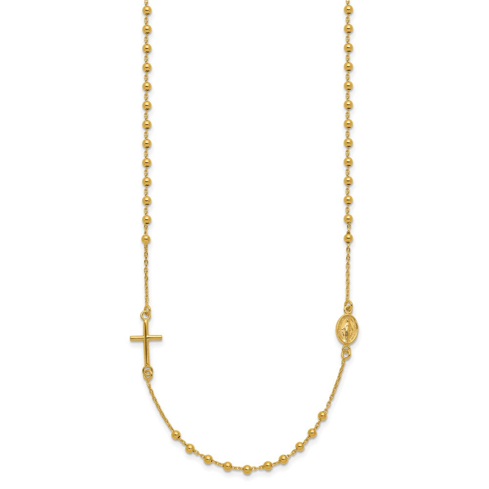 Polished Cross Rosary Necklace 16"