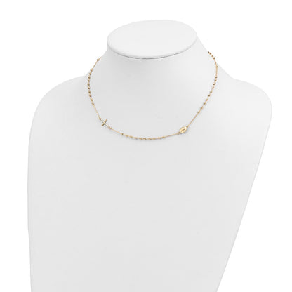 Polished Cross Rosary Necklace 16"