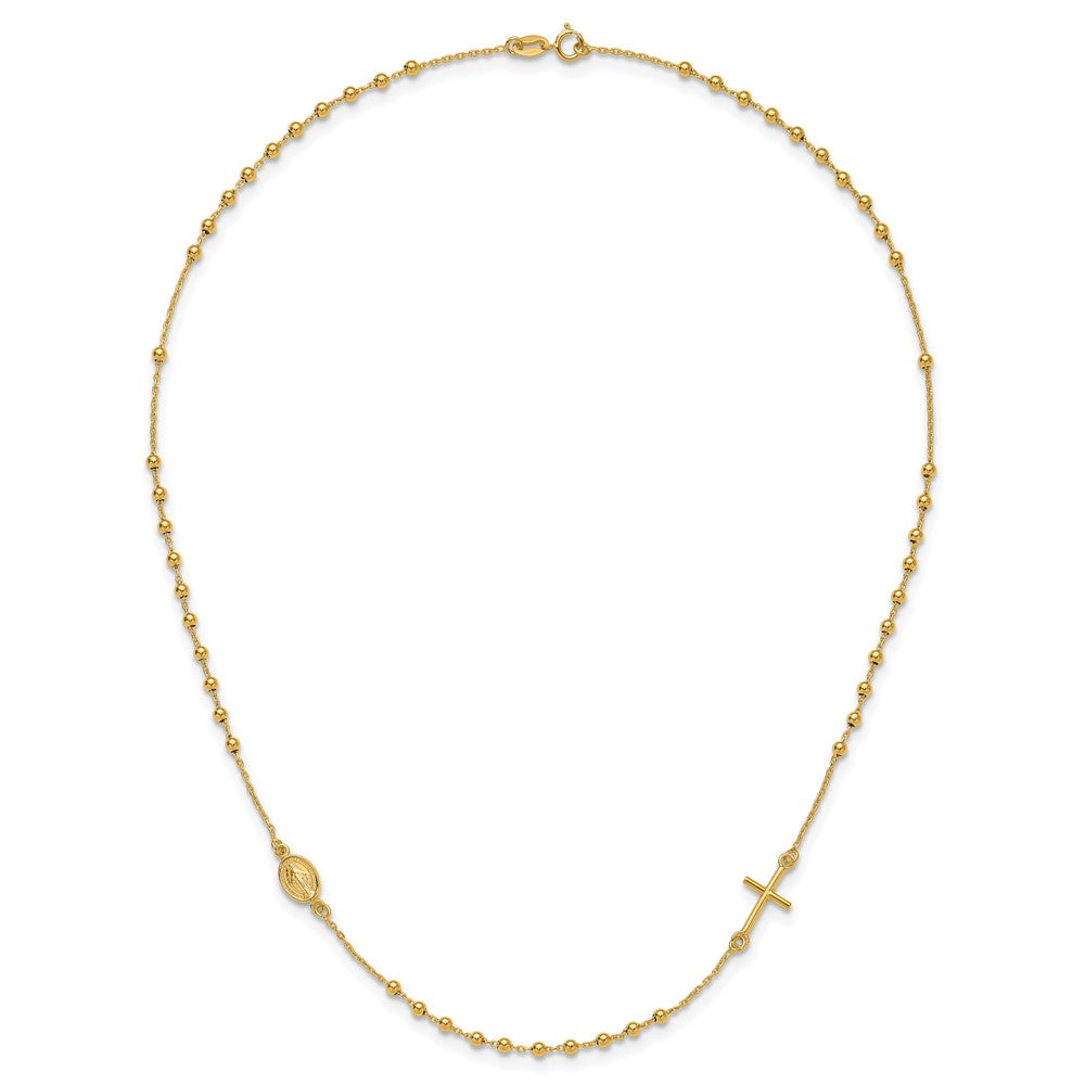 Polished Cross Rosary Necklace 16"