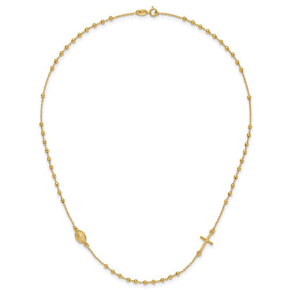 Polished Cross Rosary Necklace 16"