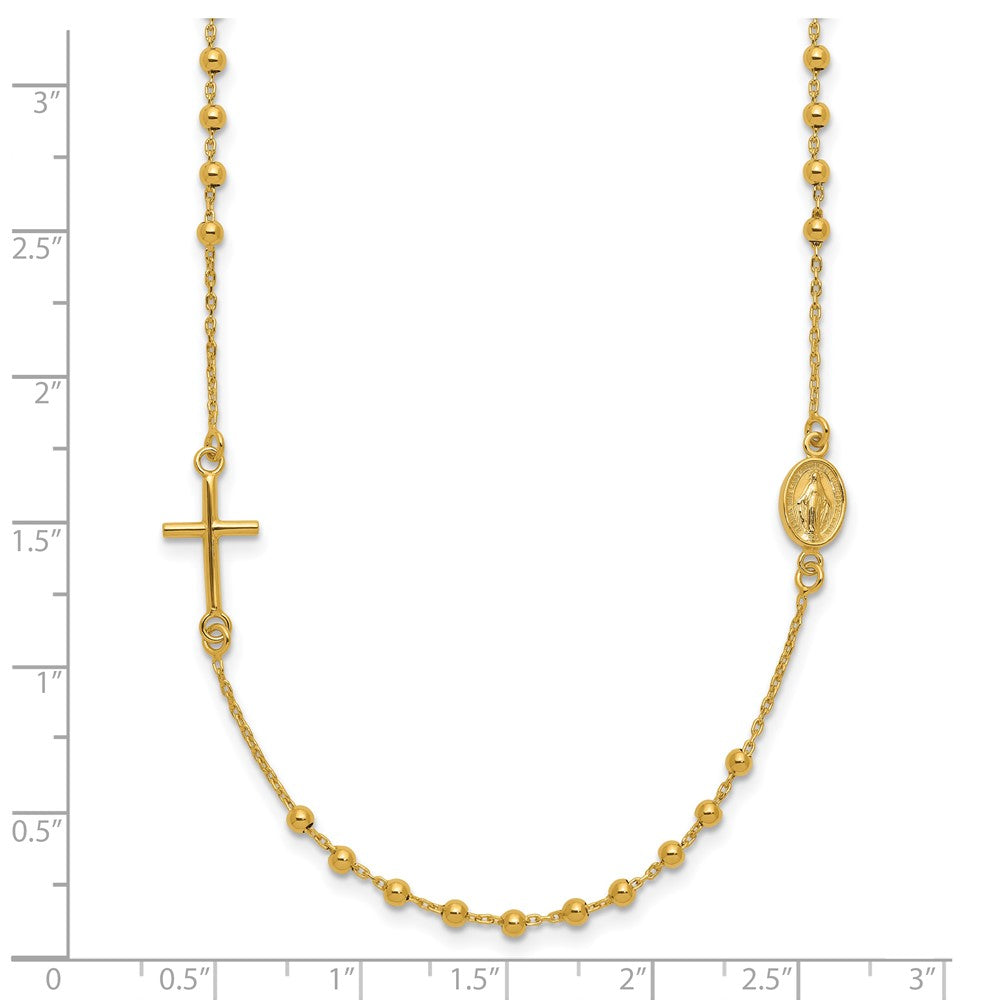 Polished Cross Rosary Necklace 16"