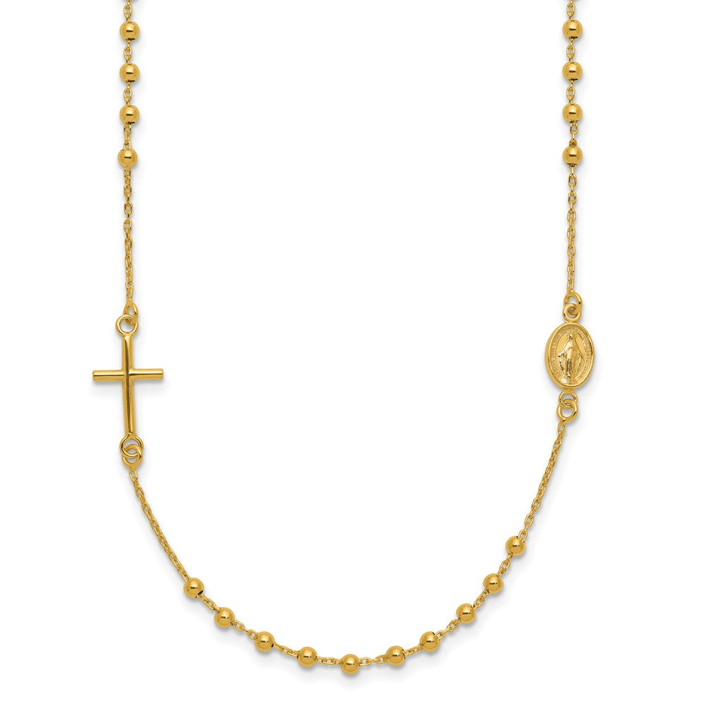 Polished Cross Rosary Necklace 16"