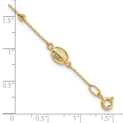 Polished D/C Cross and Miraculous Medal .75in ext. Bracelet