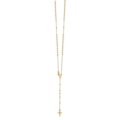Polished Beaded Rosary Necklace 16.5"