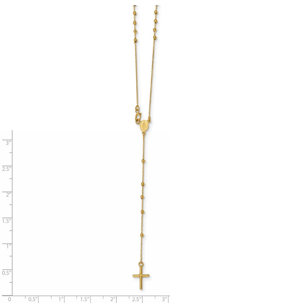Polished Beaded Rosary Necklace 16.5"