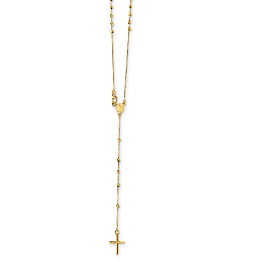 Polished Beaded Rosary Necklace 16.5"