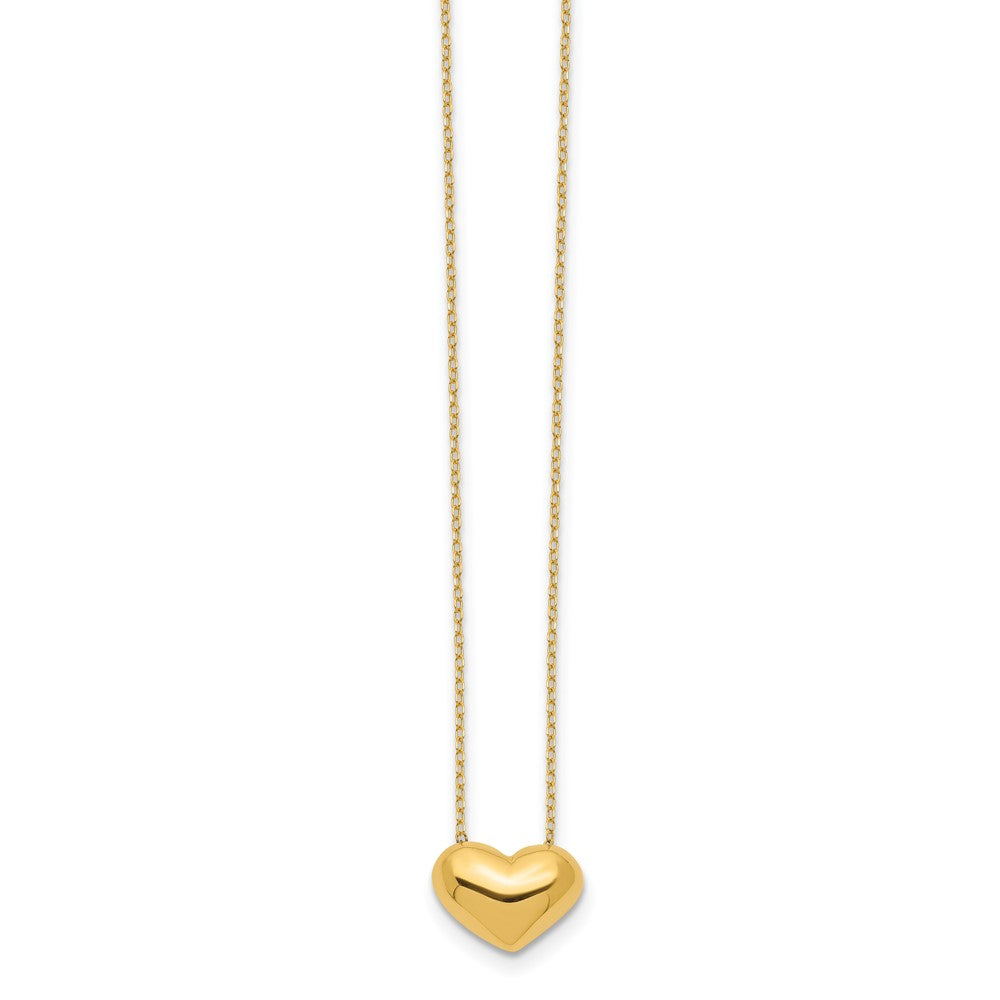 Polished Puffed Heart Necklace 18"