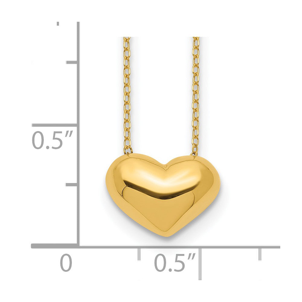 Polished Puffed Heart Necklace 18"