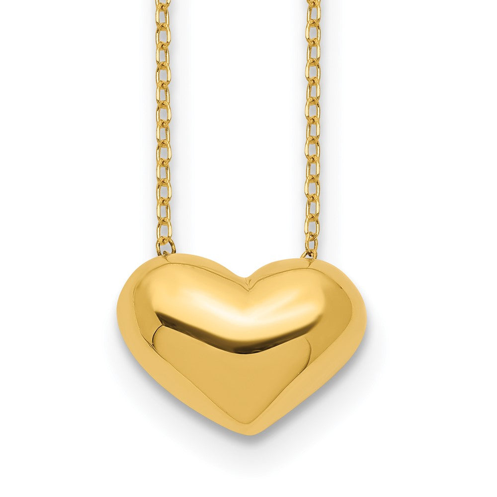 Polished Puffed Heart Necklace 18"