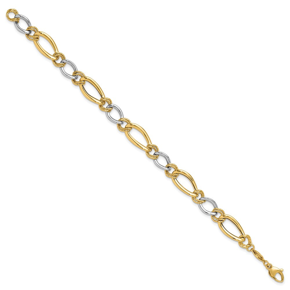 Polished & Textured Fancy Oval Curb Bracelet 7.5"