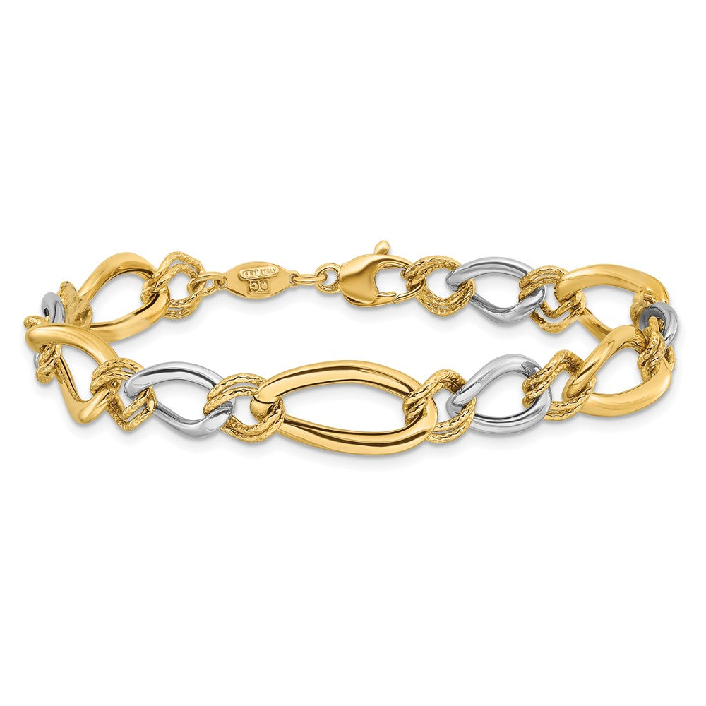 Polished & Textured Fancy Oval Curb Bracelet 7.5"