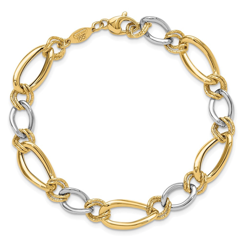 Polished & Textured Fancy Oval Curb Bracelet 7.5"