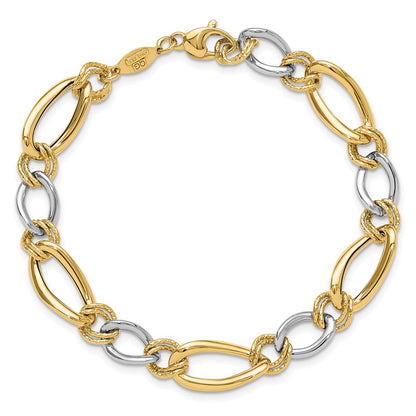 Polished & Textured Fancy Oval Curb Bracelet 7.5"