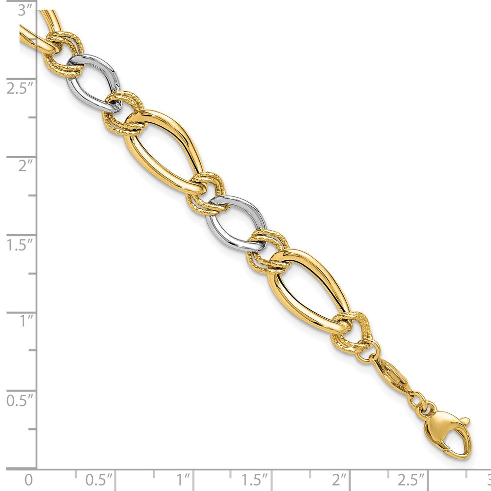 Polished & Textured Fancy Oval Curb Bracelet 7.5"