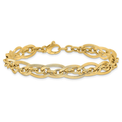Polished and Grooved w/ .5 in ext. Fancy Link Bracelet