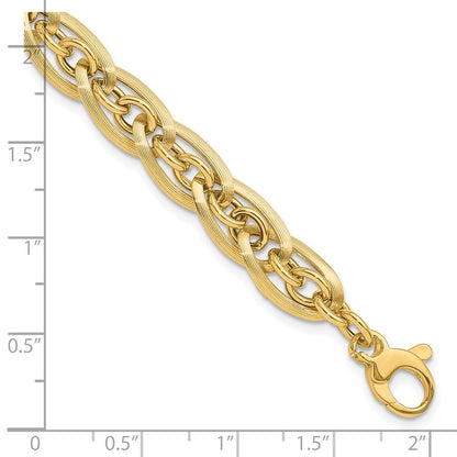 Polished and Grooved w/ .5 in ext. Fancy Link Bracelet