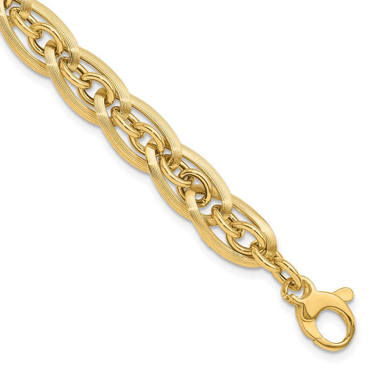 Polished and Grooved w/ .5 in ext. Fancy Link Bracelet