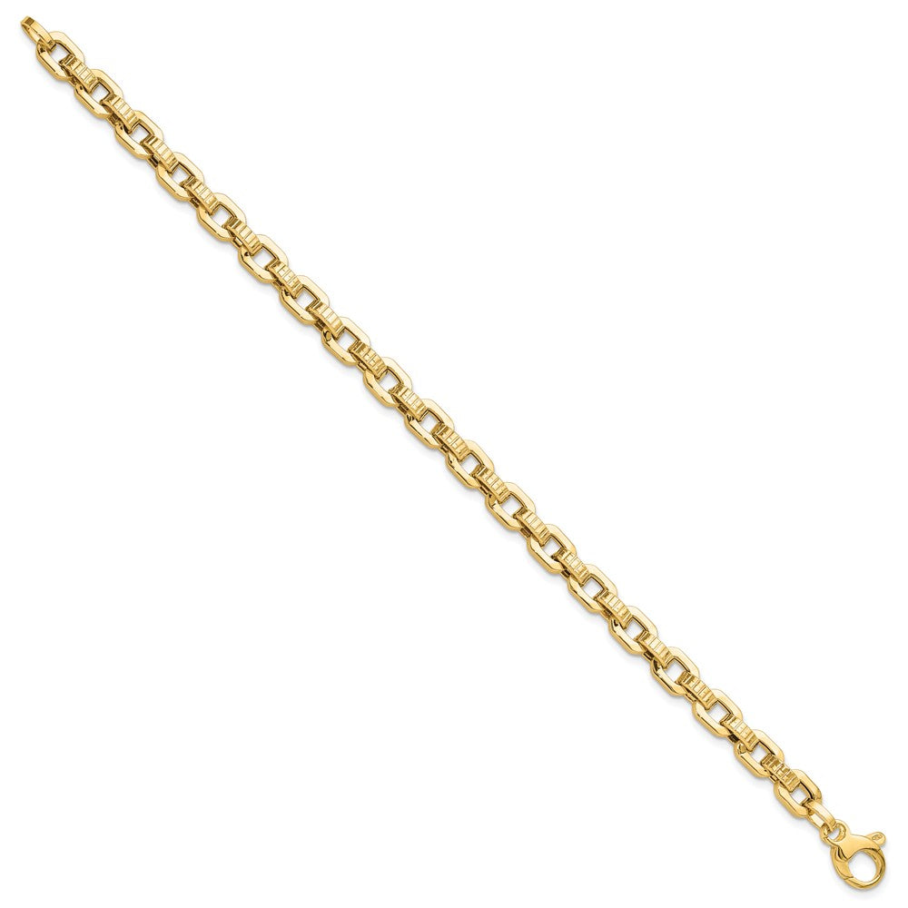Polished & Textured Fancy Link Bracelet 7.5" - 5.77mm