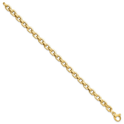 Polished & Textured Fancy Link Bracelet 7.5" - 5.77mm