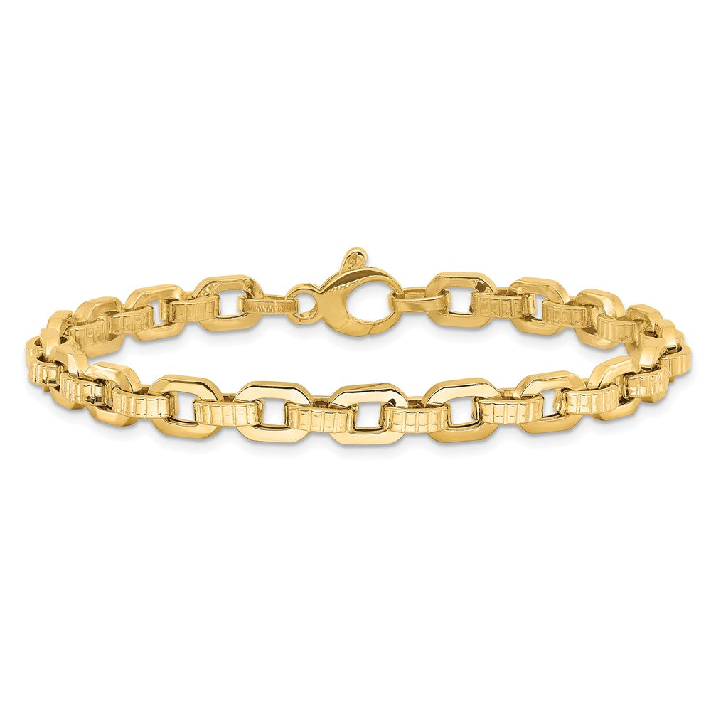 Polished & Textured Fancy Link Bracelet 7.5" - 5.77mm