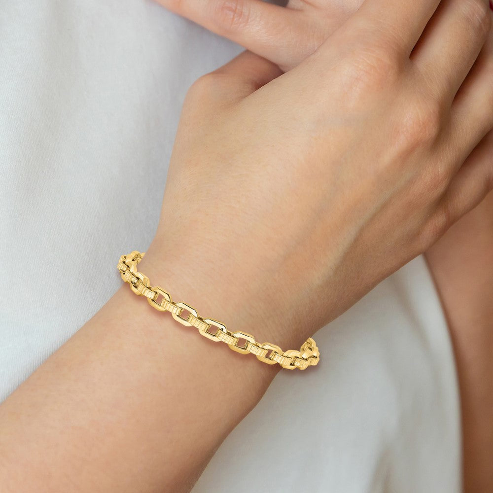 Polished & Textured Fancy Link Bracelet 7.5" - 5.77mm