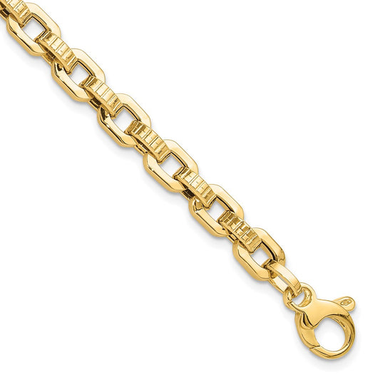Polished & Textured Fancy Link Bracelet 7.5" - 5.77mm