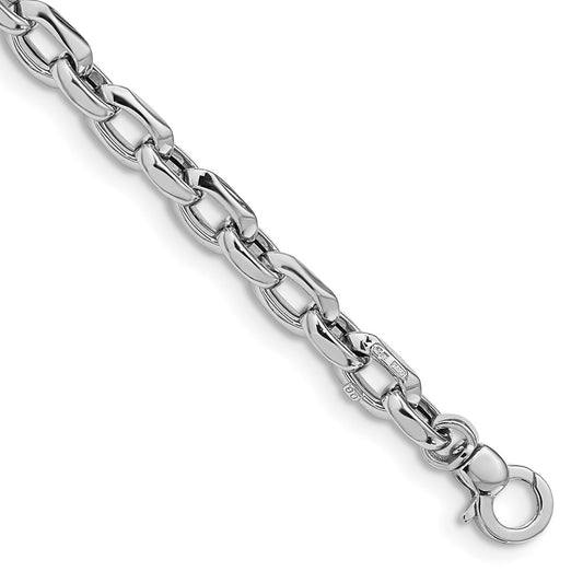 White Polished Fancy Link Bracelet 7.5" - 6.75mm