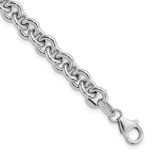 White Polished Fancy 6.5mm Rolo Link Bracelet 7.75"