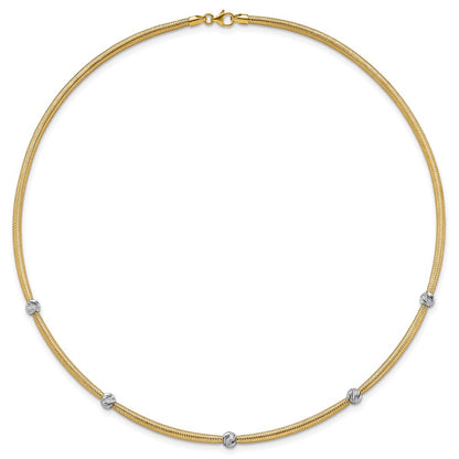 Polished w/Rhodium D/C Bead Flexible Mesh Necklace 18"