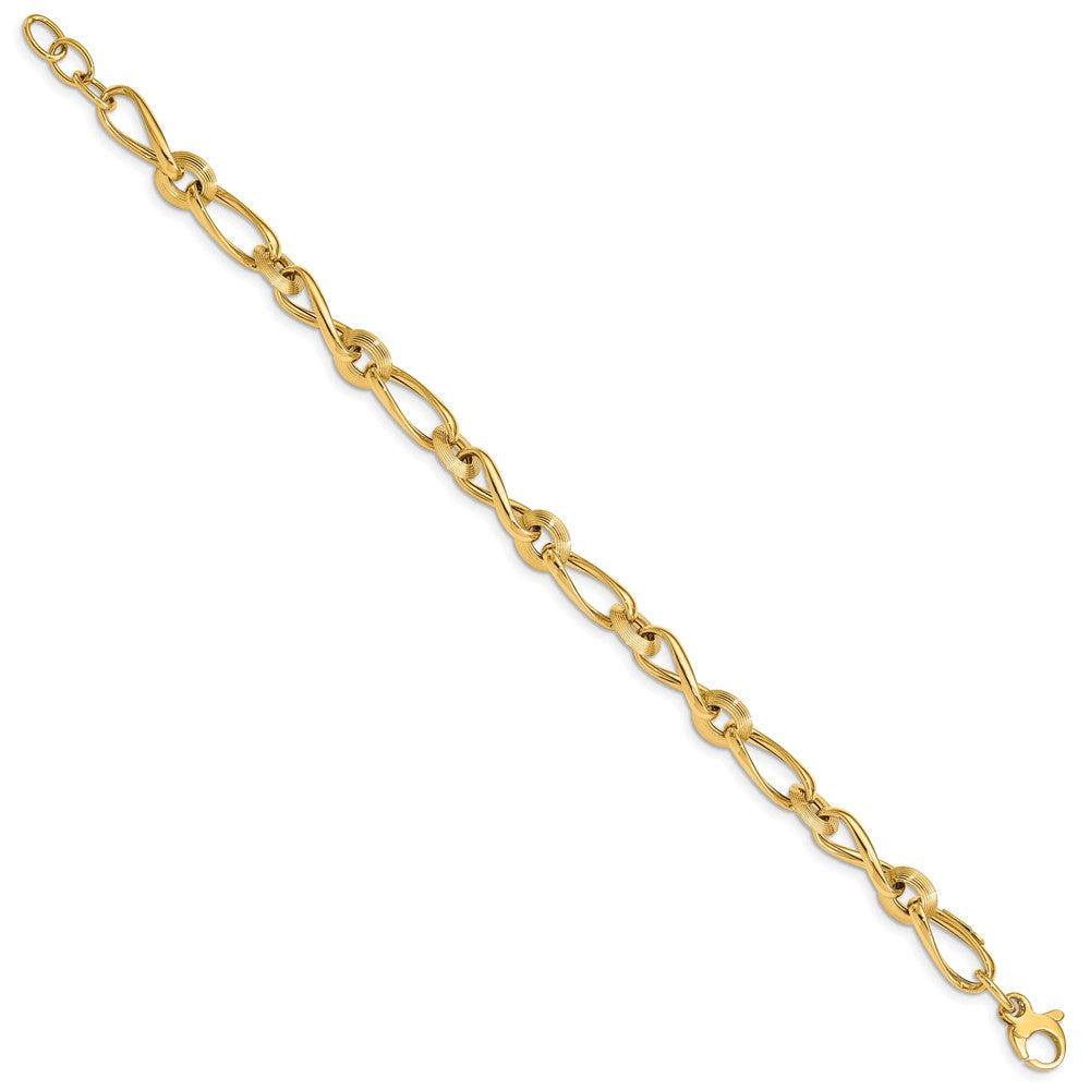Polished & Grooved with .5 in ext. Fancy Link Bracelet