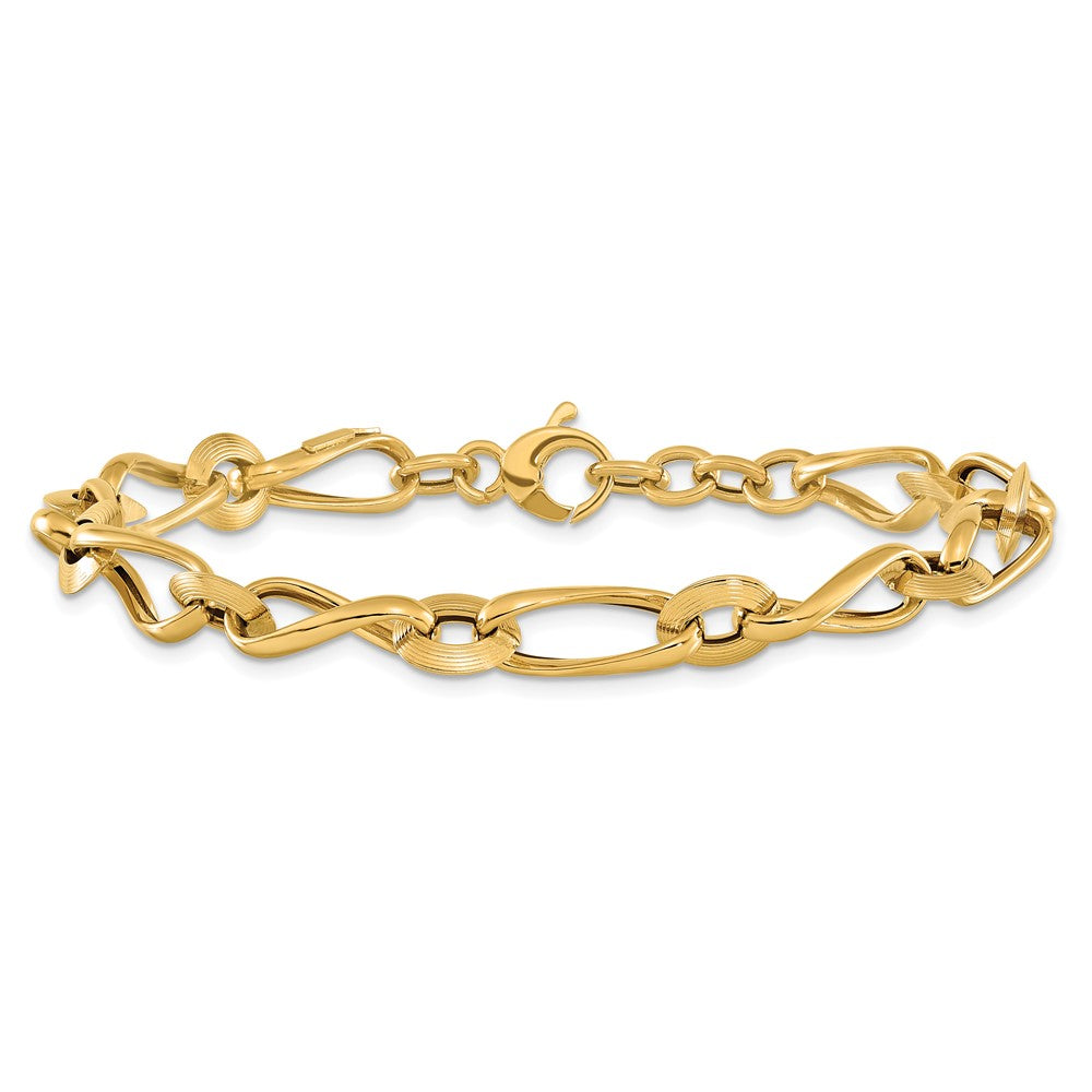 Polished & Grooved with .5 in ext. Fancy Link Bracelet