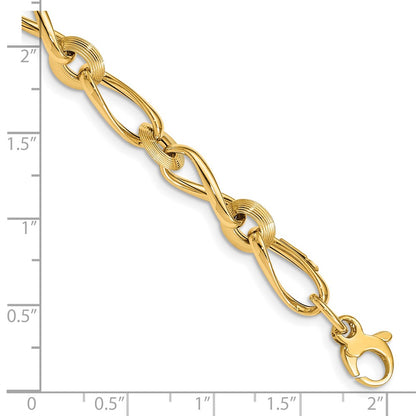 Polished & Grooved with .5 in ext. Fancy Link Bracelet