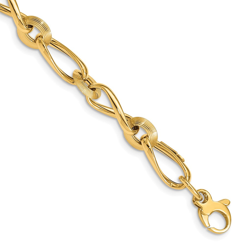 Polished & Grooved with .5 in ext. Fancy Link Bracelet
