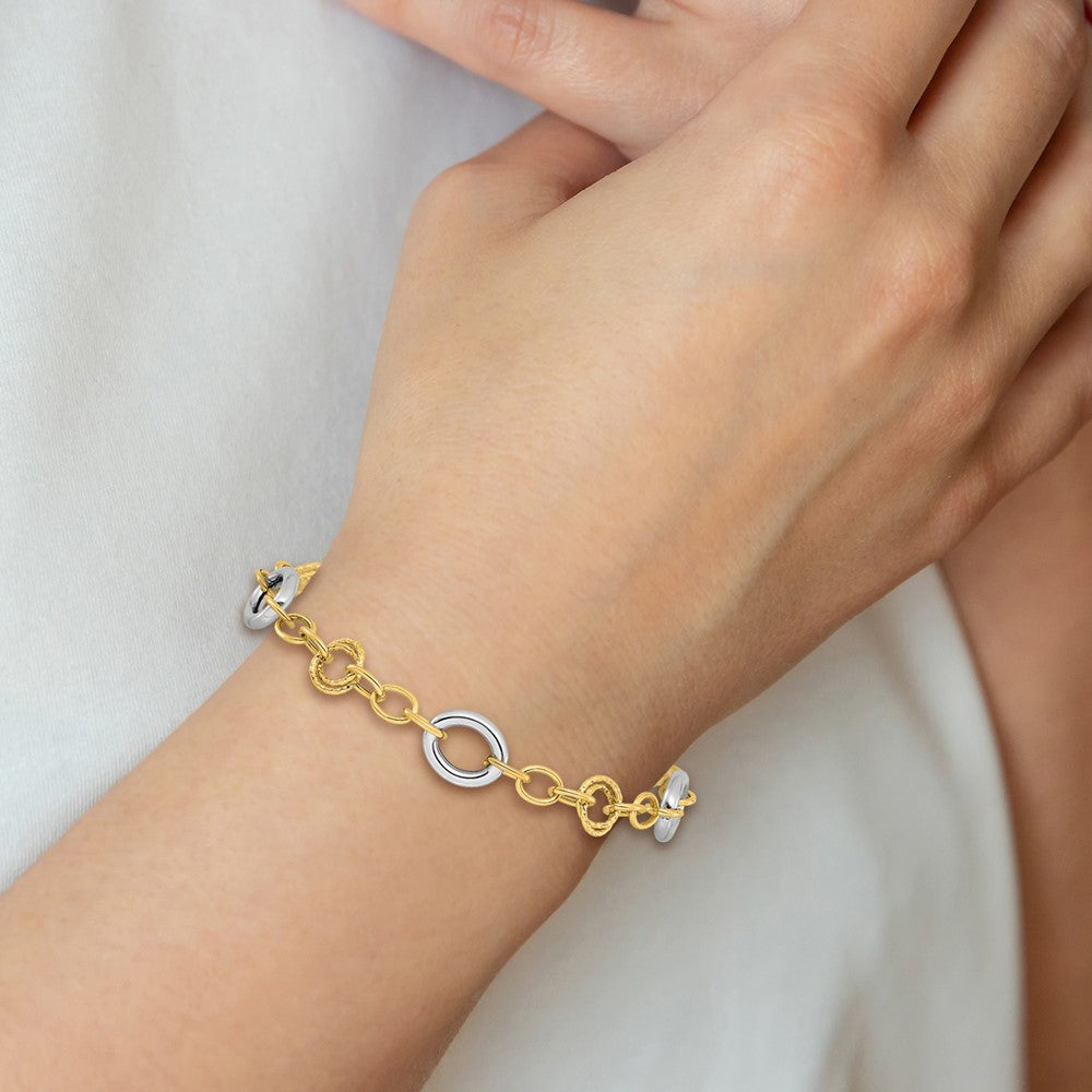 Fancy Circles Cable Link Bracelet 7.5"