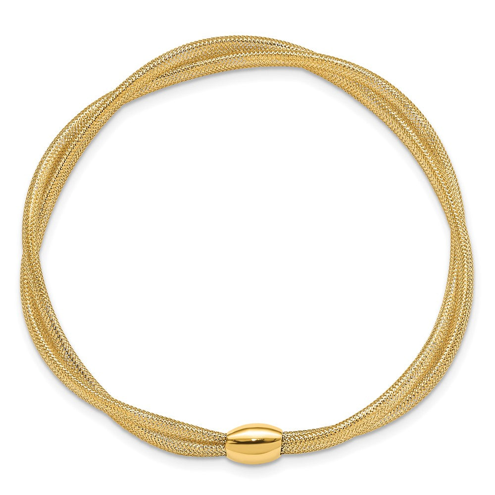 Twisted Woven Mesh Stretch Bracelet - Yellow Gold