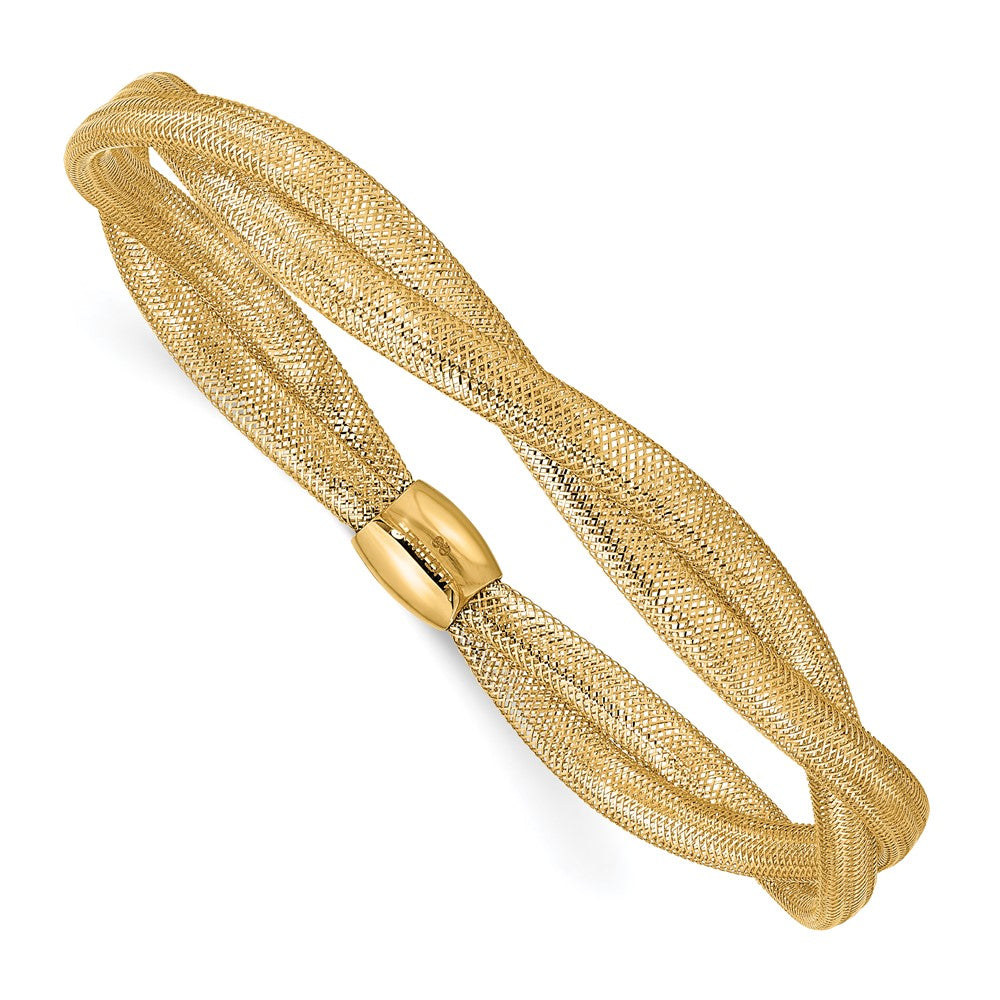 Twisted Woven Mesh Stretch Bracelet - Yellow Gold