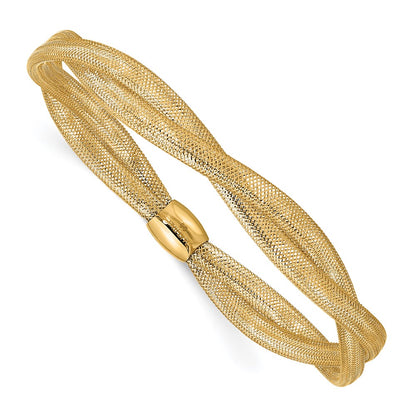Twisted Woven Mesh Stretch Bracelet - Yellow Gold