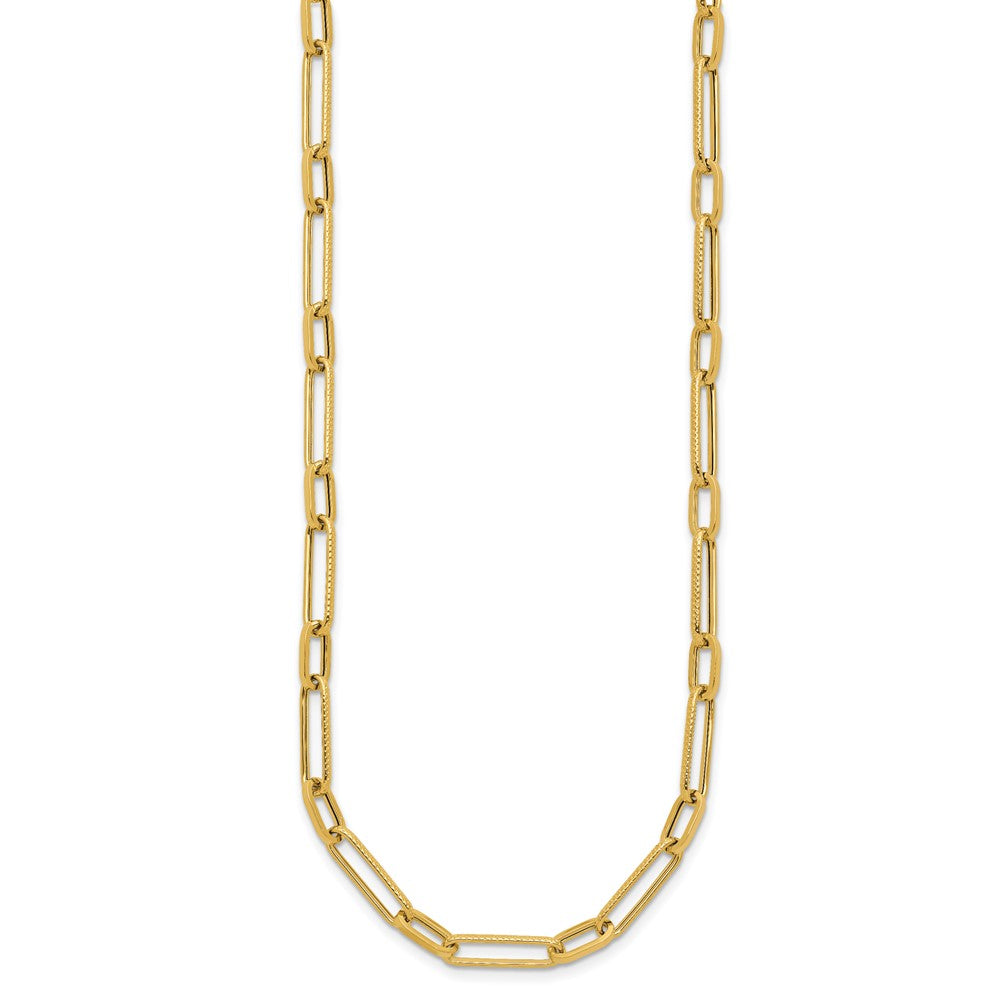 Polished Fancy Oval Link Necklace 24" - 4mm