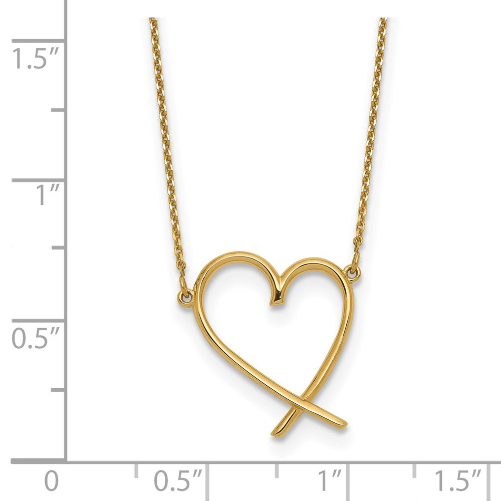 Polished Open Heart w/2 in ext. Necklace