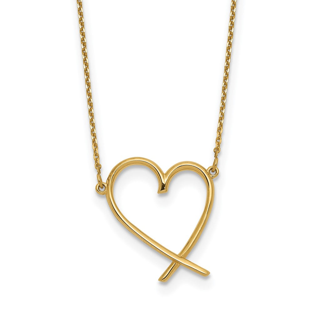 Polished Open Heart w/2 in ext. Necklace
