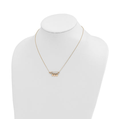 Safety Pin with Dangle Hearts Necklace 17"