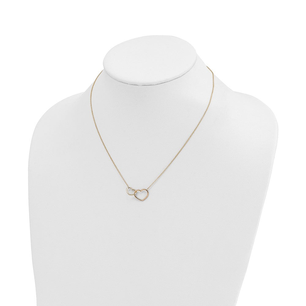 Polished Double Heart Necklace 17"
