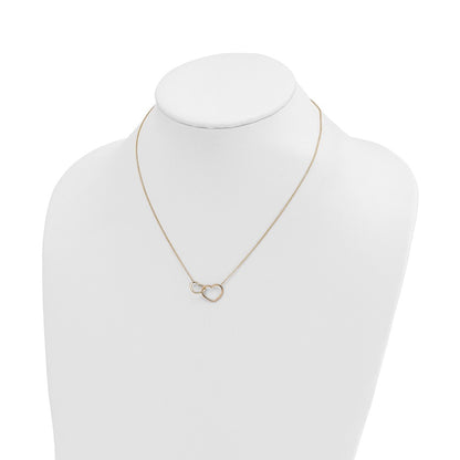 Polished Double Heart Necklace 17"