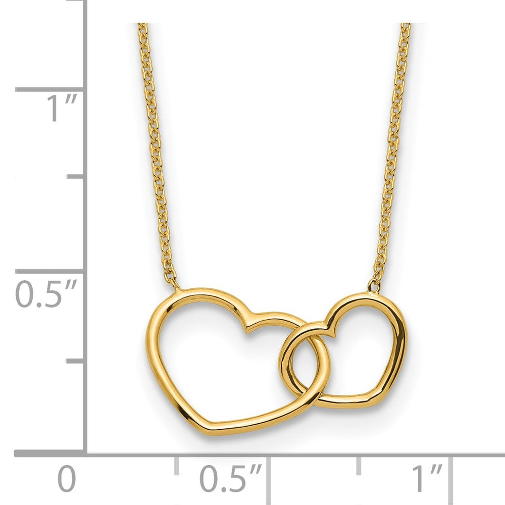 Polished Double Heart Necklace 17"