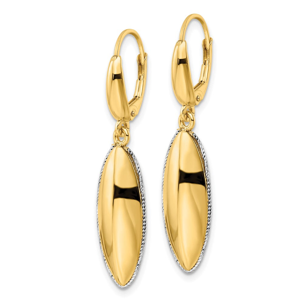 Polished D/C Hollow Teardrop Criss Cross Leverback Earrings
