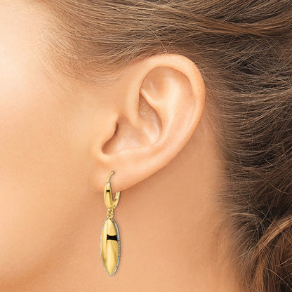 Polished D/C Hollow Teardrop Criss Cross Leverback Earrings