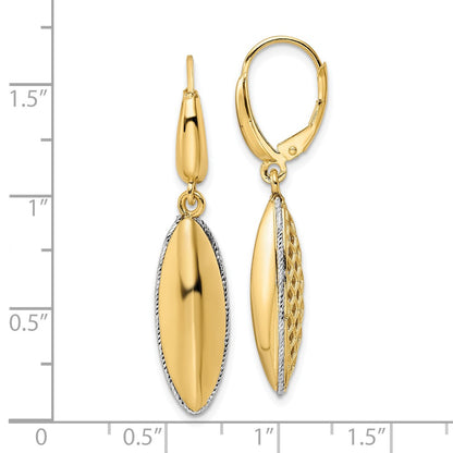 Polished D/C Hollow Teardrop Criss Cross Leverback Earrings