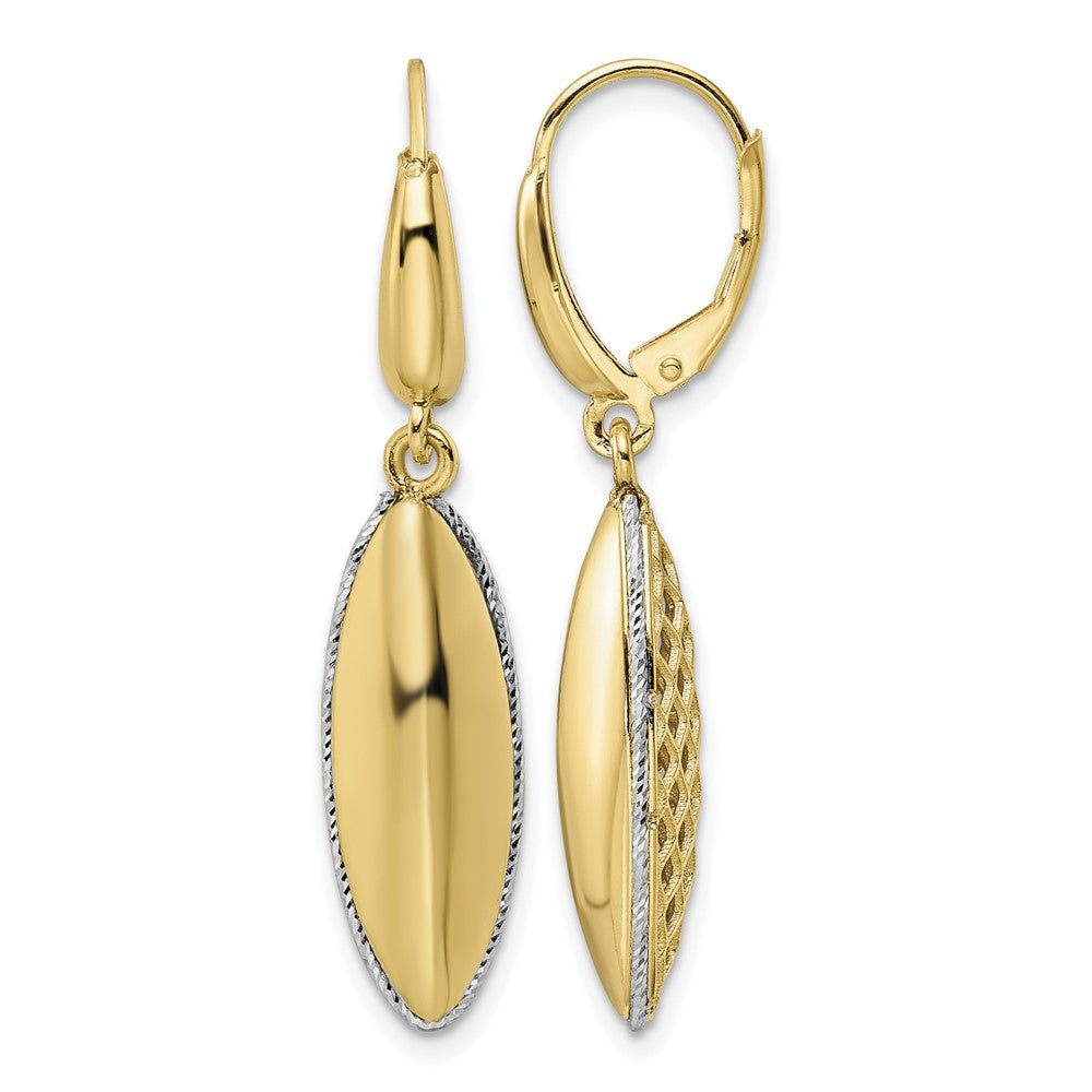 Polished D/C Hollow Teardrop Criss Cross Leverback Earrings
